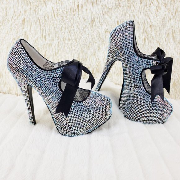 Bordello Iridescent Rhinestone High Heel Platform Shoes - Picture 2 of 12